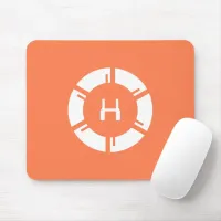 Futuristic SciFi Circle With Custom Monogram Coral Mouse Pad