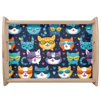 Assorted Cat Faces Funny Cool Cats Serving Tray