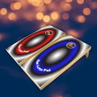 Red and Blue Gradient Monogram | Cornhole Set