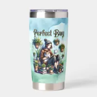 Perfect Day | Girl Reading with Cat and Plants Insulated Tumbler