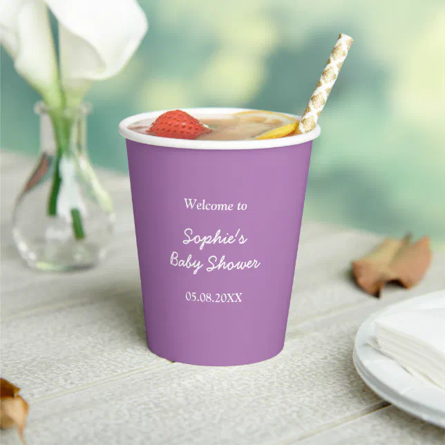 Baby Shower Gentle Purple Minimalist Paper Cups