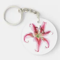 Pink Lily Watercolor Painting Keychain