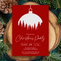 Red And White Decoration Ball Christmas Party Invitation