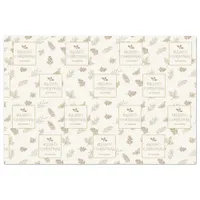 Elegant Gold Winter Leaves Mistletoe Tissue Paper