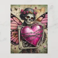 Skeleton with a Heart Wrapped in Thorns Postcard