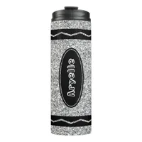 Metallic Silver Glitter Crayon Custom Name Tumbler