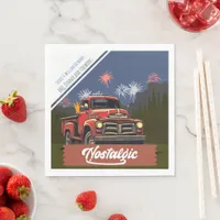 Vintage Red Truck 4th of July Artsy Napkins