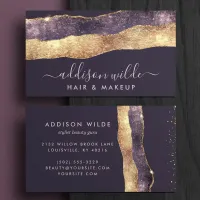 Elegant Purple And Gold Trendy Modern Script Business Card