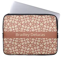 Two-Tone Terra Cotta Mosaic with Dark Name Stripe Laptop Sleeve