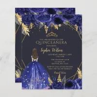 Budget Royal Blue Princess Quincea&#241;era Invitation