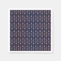 Navy Blue Rose Gold Foil Hipster Tribal Arrows Napkins