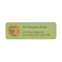 Peace and Joy, Green and Gold Address Label