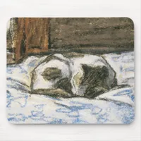 Cat Sleeping on a Bed by Claude Monet Mouse Pad