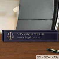 Professional Navy Blue Lawyer Attorney Desk Name Plate