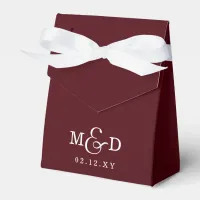 Burgundy Classic Modern Monogram Wedding Favor Boxes