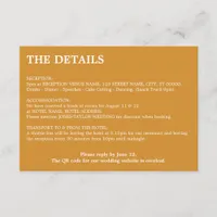 Golden Orange QR Code Wedding Details Card