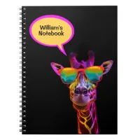 Neon Giraffe Digital Print Funny Personalized Notebook