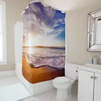 Gorgeous Ocean Waves on the Beach at Sunrise Shower Curtain