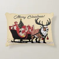 Retro Santa's Sleigh Accent Pillow