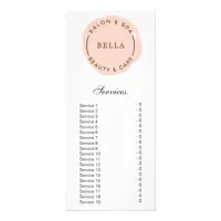 Minimal Modern Blush Salon Services rack card