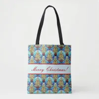 Beautiful Stained Glass Christmas Tree Pattern Tote Bag