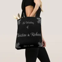 Bold Black and White Vintage Wedding Personalized Tote Bag