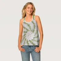 Tank top (ao) - Green Spiral on White