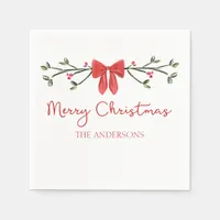 Personalized Christmas Cute Coquette Bow Trendy Napkins