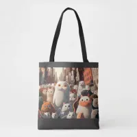 Cat City Cartoon Crowd Tote Bag
