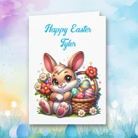 Personalized Easter Bunny + Coloring Page Card