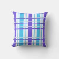 Purple Blue and White Plaid Throw Pillow