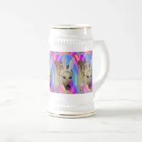 Funny German Shepherd Dog & Easter Bunny Ears Beer Stein