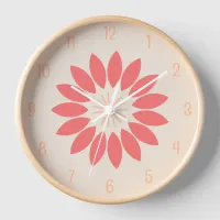 Big Coral Flower on Cream Clock