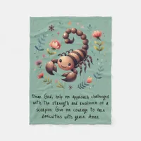 Kids Christian Prayer Woodland Scorpion on Green | Fleece Blanket