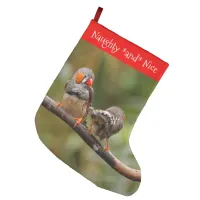 A Cheeky Pair of Zebra Finches Songbirds Large Christmas Stocking