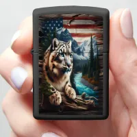 Snow Leopard Beneath A Mountain Sky Zippo Lighter