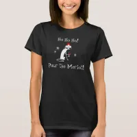 Ho Ho Ho Merlot Funny Cat Christmas Quote T-Shirt