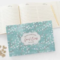 Watercolor Snowdrops Wedding V2 Teal/Copper ID726 Guest Book