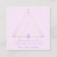 Sacred Geometry Spiritual New Age Gold and Pink Square Business Card