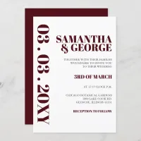 Simple Minimalist Burgundy Modern Wedding  Invitation