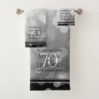 Elegant 70th Platinum Wedding Anniversary Bath Towel Set