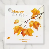 Artistic Elegant Fall Maple Leaves Thanksgiving Favor Tags