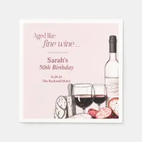 Charcuterie and Wine Party 50th Birthday Blush Napkins
