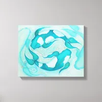 Aqua Blue Koi Carp Relaxing Zen Painting Canvas Print