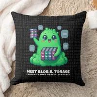 Funny Meet Blob S. Torage Binary Background Throw Pillow