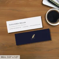 Simple Slim Quill Logo Mini Business Card