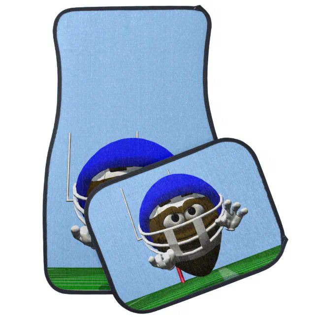 Funny Cartoon Football in a Helmet Car Mat