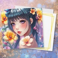 Pretty Anime Girl | Thinking of You Card