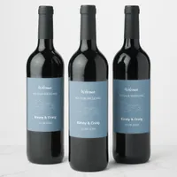 Catbells Dusty Blue Wedding Wine Labels