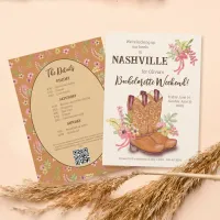 Nashville Boot Flower Bachelorette Party Itinerary Invitation